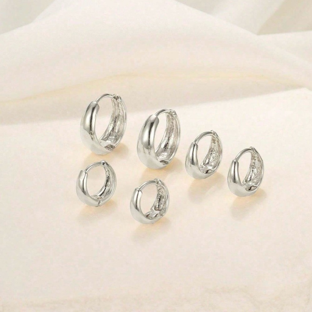 6pcs simple metal earrings made of copper - Picture 3 of 4